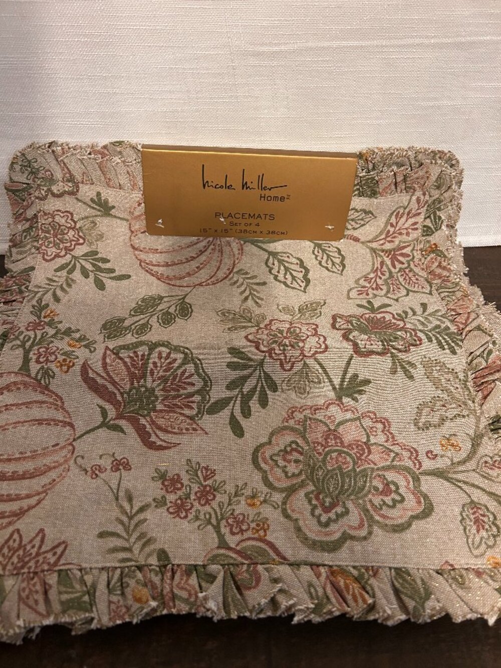 Nicole Miller Gliter Pink & Green Pumpkin Placemats (Set of 4)